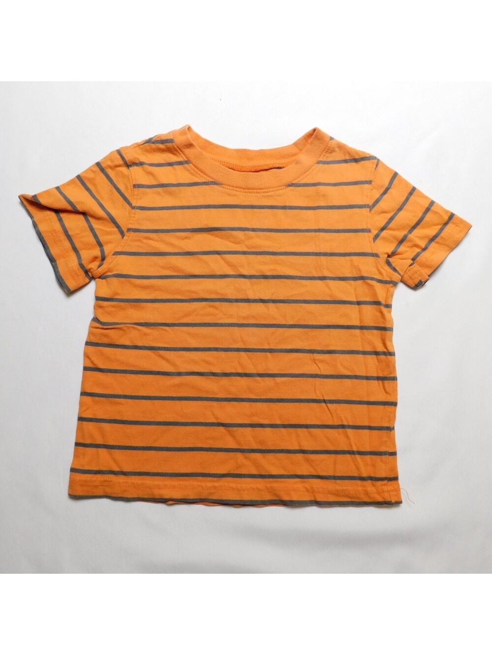 Circo Toddler Boys Shirt 24M Orange Gray Striped Short Sleeve T-Shirt Cotton Cre